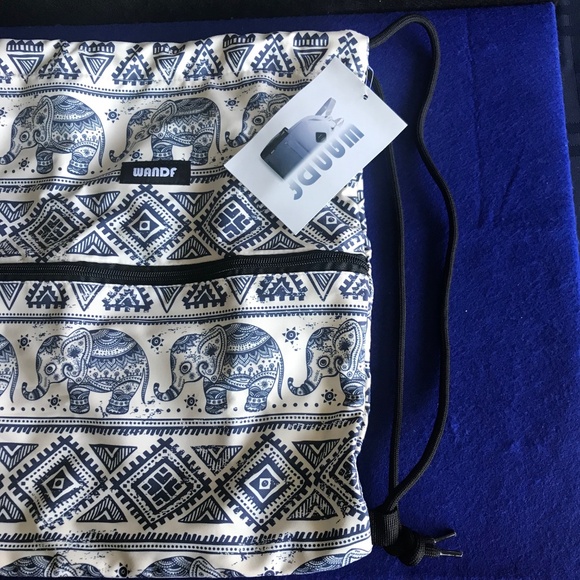 Elephant Print Drawstring Backpack - Picture 6 of 8